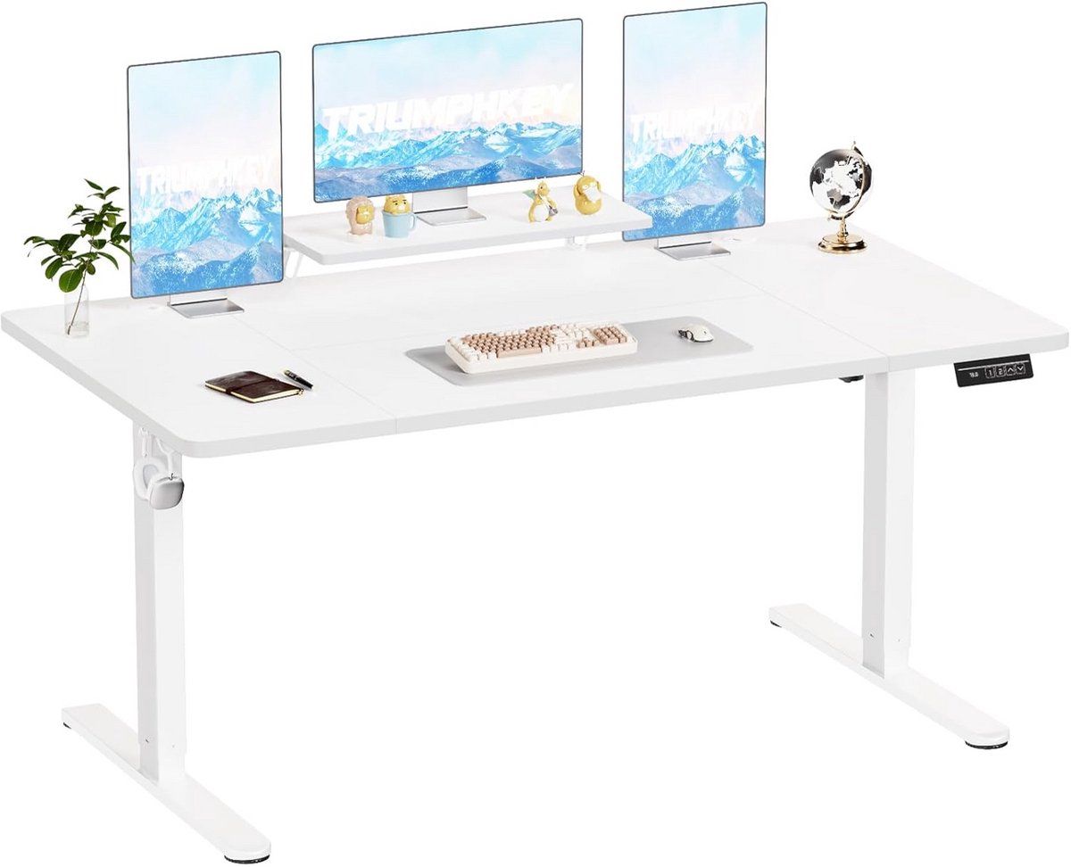 Elektrisch verstelbaar bureau met monitor planken - 180 x 80 cm, gaming en studietafel