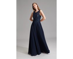Swing Lange Marineblauwe Avondjurk met Pailletten en Ronde Hals 2XL(44)