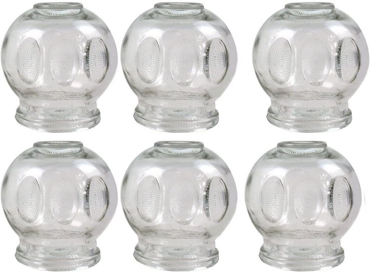 Set van 6 cupping glazen voor vuurcuppen - ideale vacuüm massage accessoires