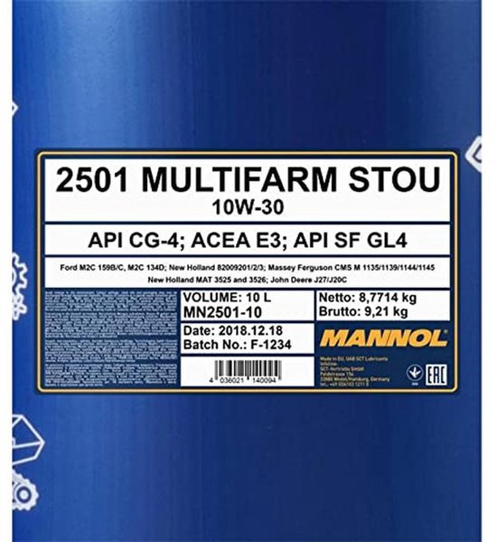 Multifarm 10W-30 STOU Tractor Oil - Engine, Transmission & Hydraulic Fluid — afbeelding 2