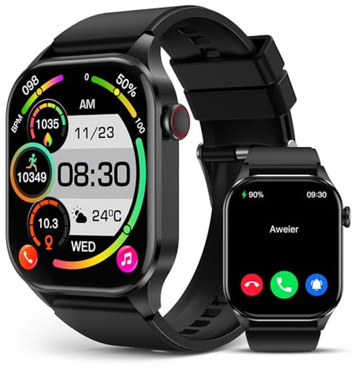 Slimme Horloge voor Dames en Heren - AMOLED Touchscreen, Hartslag en Bloeddruk Monitor, IP68 Waterdicht - Compatibel met Android en iOS