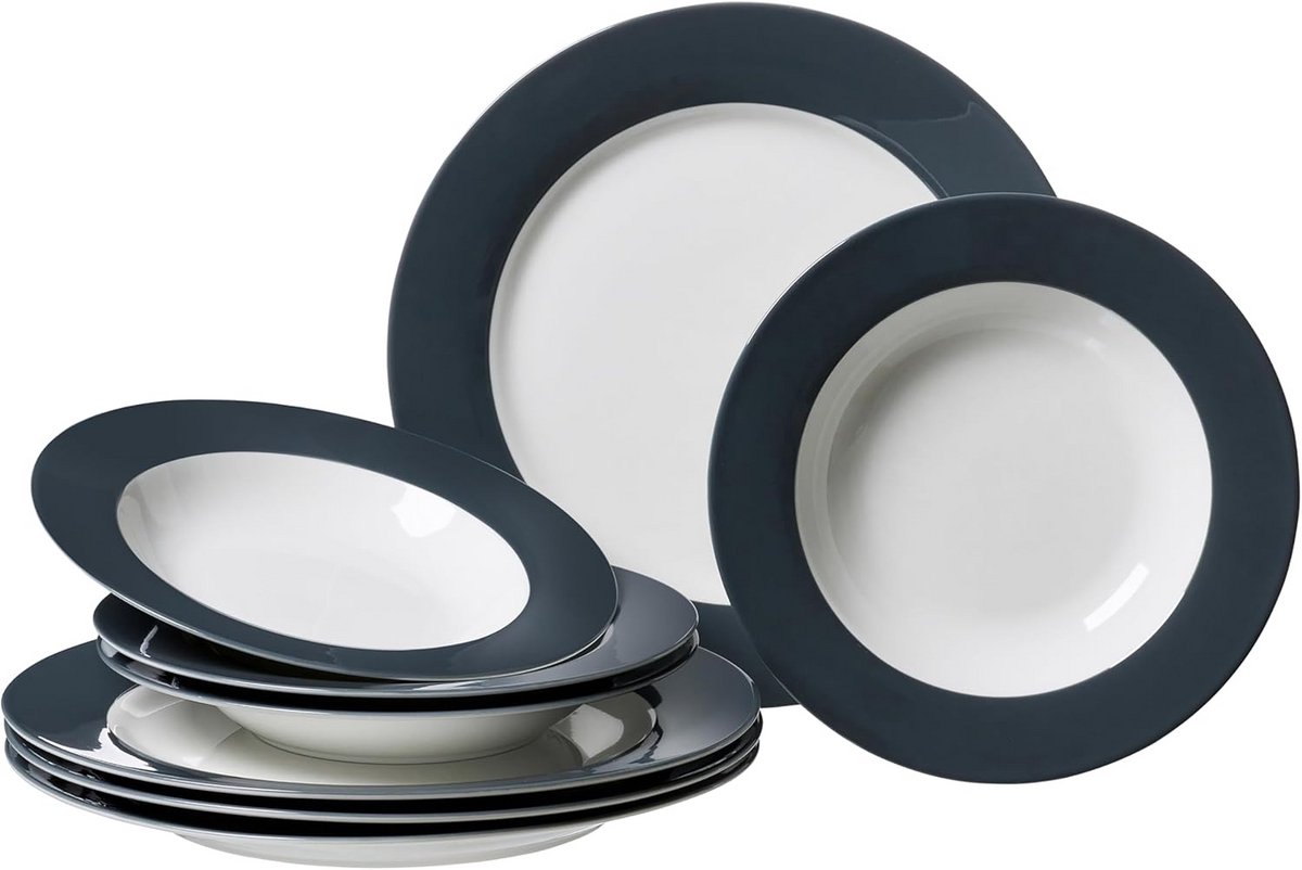Tweepersoons tafelservies, 8-delig, antraciet - ideaal voor jouw eettafel