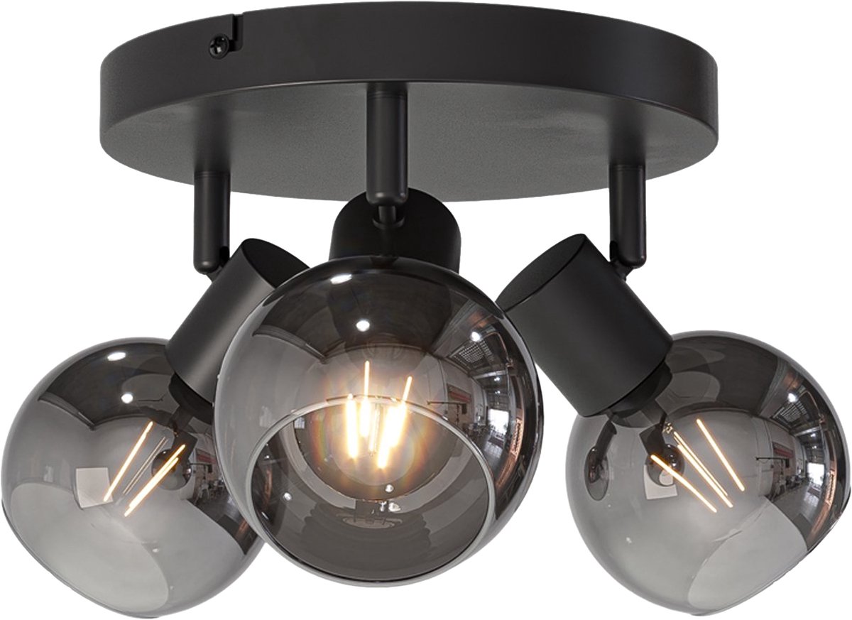 Prestara plafondlamp rond met glazen bollen - 3 spots - E14 fitting