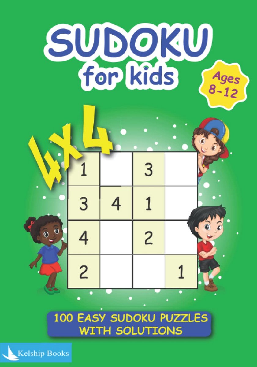 Eenvoudige Sudoku Puzzels voor Kinderen 8-12 Jaar - 100 4x4 Puzzels Inclusief Oplossingen