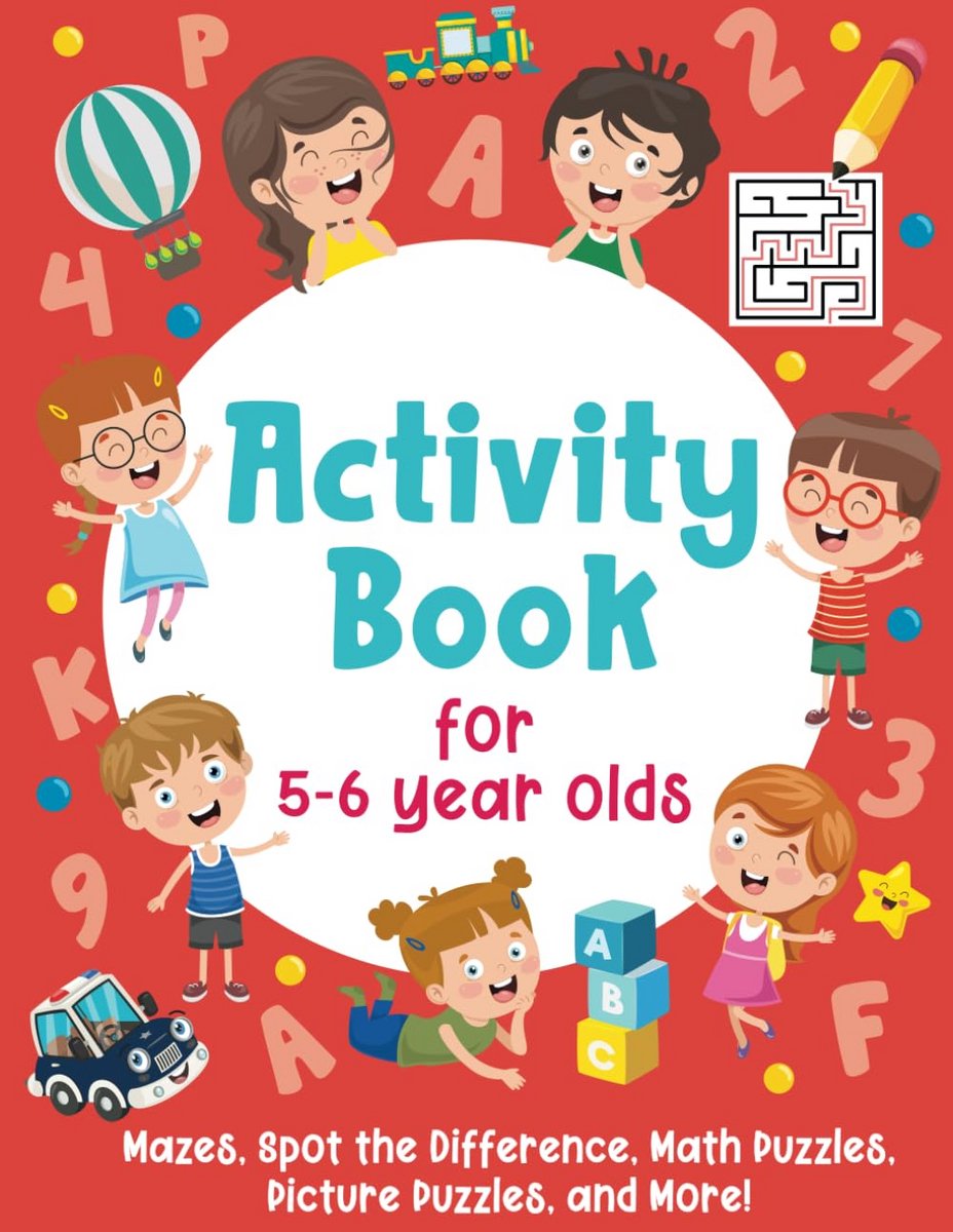 Activiteitenboek voor 5-6-jarigen: doolhoven, puzzels, wiskunde en meer