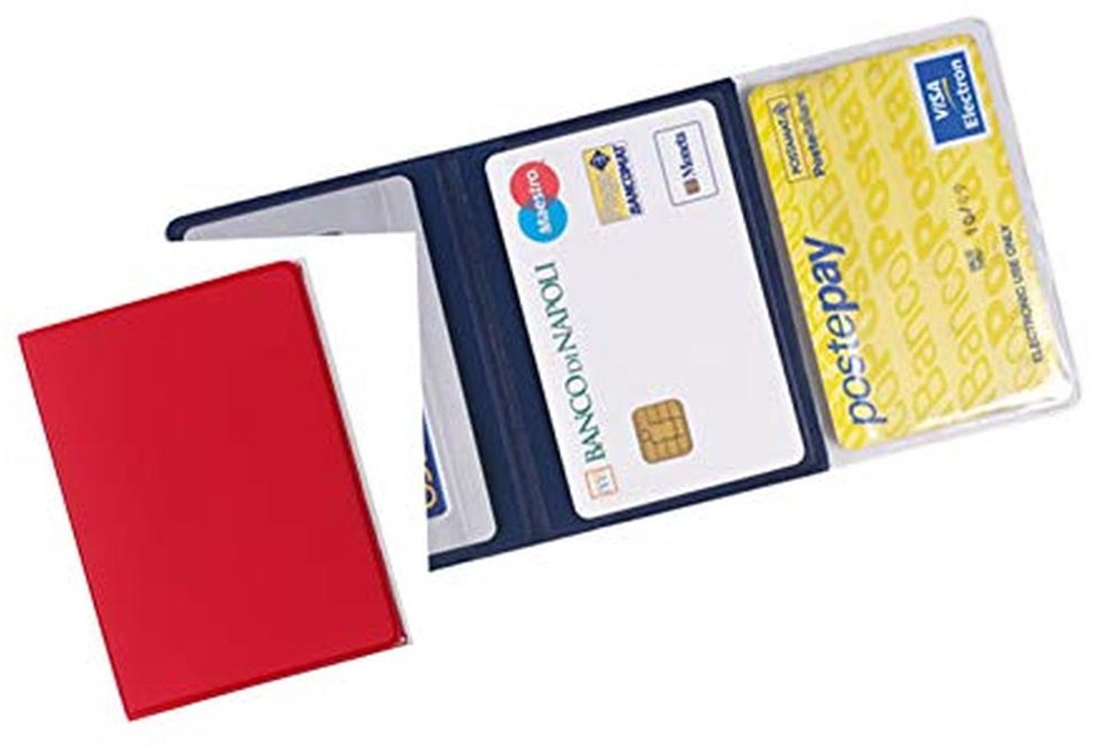 Creditscardhouder en magnetische ID-kaarthouder - 3 vakken - 2 stuks - Rood
