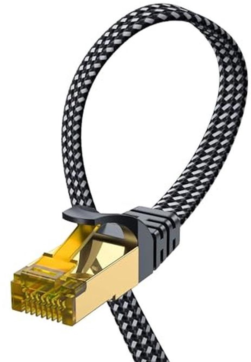 Cat 8 LAN-kabel 5 meter - Hoge snelheid 40 Gbps - Gevlochten plat - Gigabit Rj45 STP