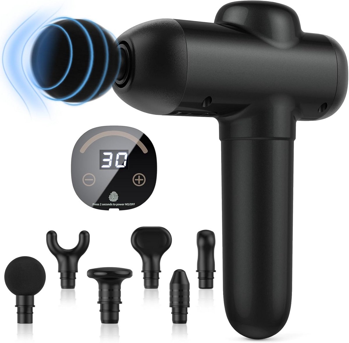 Spiermassagepistool met 30 snelheden en LCD-touchscreen voor spierherstel