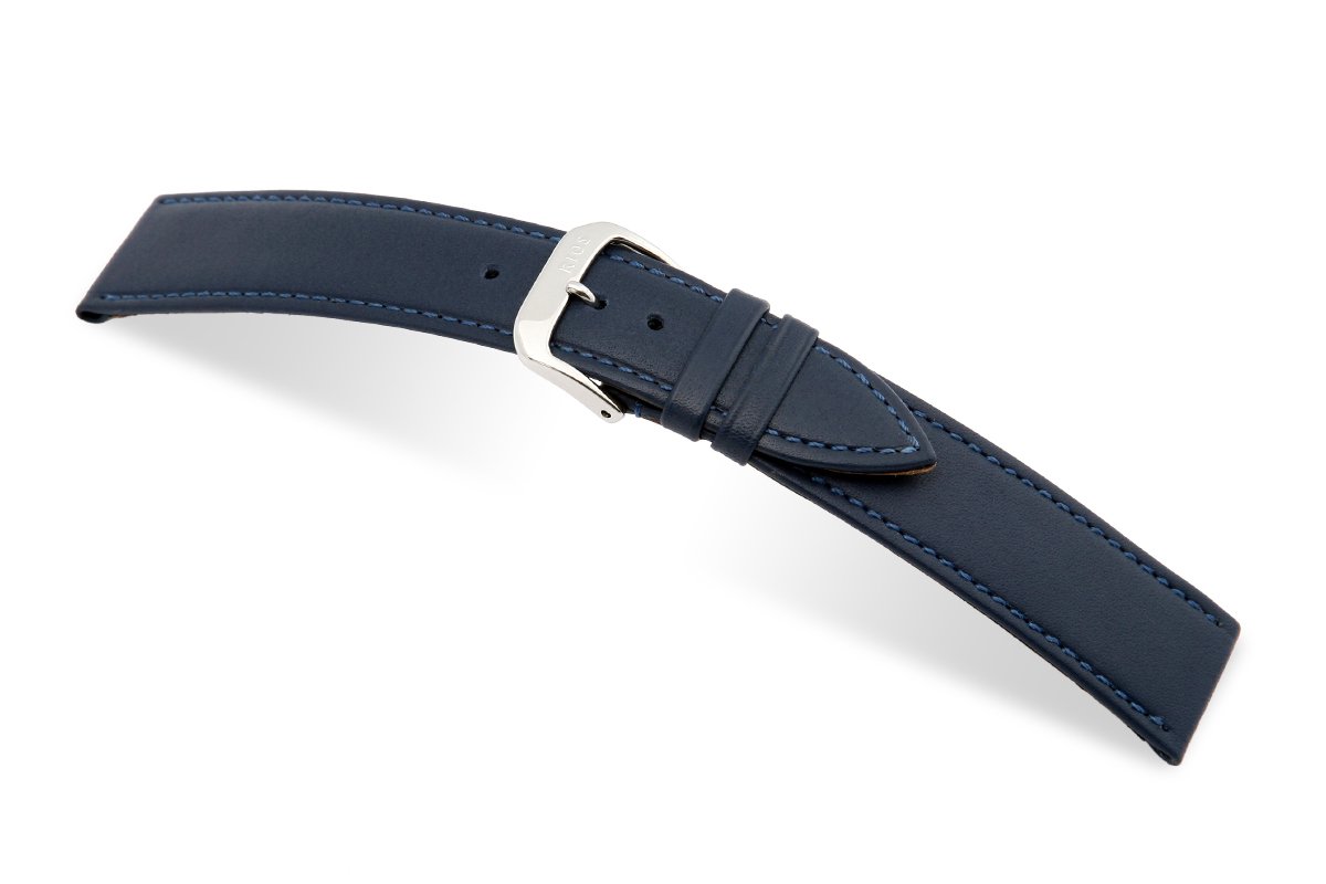 Lederband Arezzo 26mm donkerblauw, glad