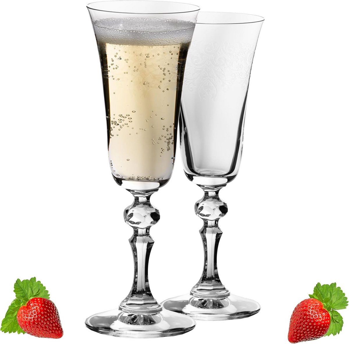 Stijlvolle Champagneglazen Vintage Ornament Kristalglas Set van 2 - 180ml