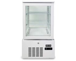 HCB® - Professionele Horeca Gebaksvitrine - 56 liter - wit - 230V - Koelvitrine - 39.8x43.4x85.4 cm (DxBxH) - 37 kg - 8811