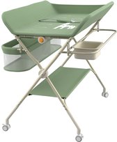 PIPIPOXER-Verschoontafel-Opvouwbare commode, in hoogte verstelbaar, met opbergmand voor pasgeborenen, Groen
