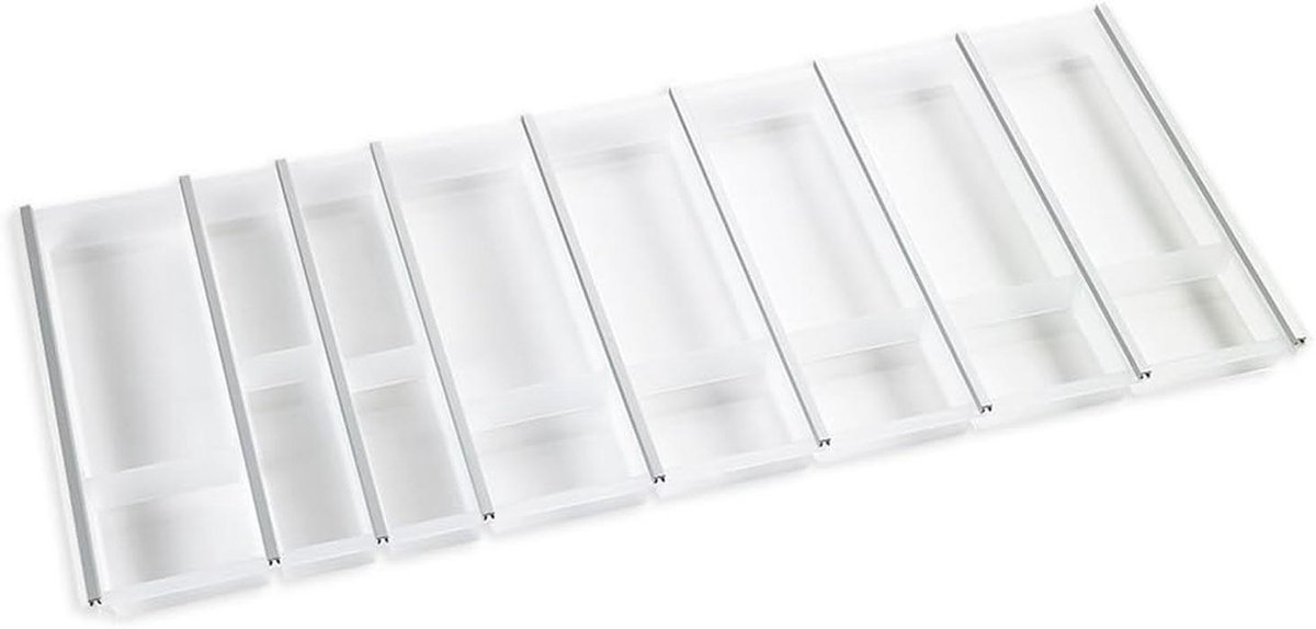 Besteklade 120 cm wit transparant kunststof aluminium profielen flexibele verdeling