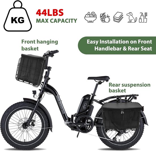 Opvouwbare Metalen Fietsmand Vooraan - Snelontkoppeling - Afneembare Binnenzak - Geschikt voor E-bike - Huisdieren & Boodschappen - Zwart van Merkloos — afbeelding 3