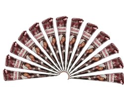 Golecha 100% Natuurlijke Henna Kegels (12st) Rood-Bruin Kant-en-Klaar Vrij van PPD & Chemicaliën 300g Mehendi Set voor Tijdelijke Tattoos & Bruidshenna Veilig voor de Huid & Direct Gebruik met Kajal Sticker