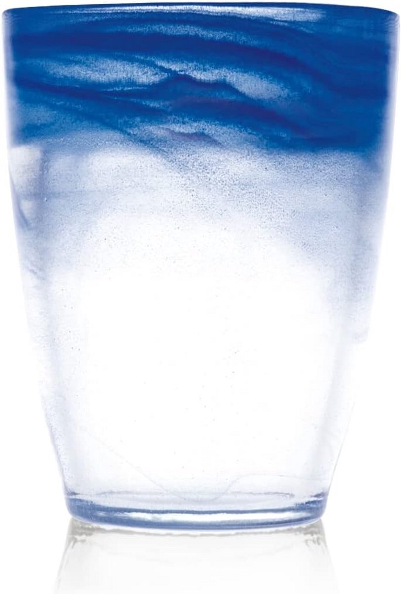 Set van 6 Blauwe Wijnglazen in Gekleurd Glas - 35 cl