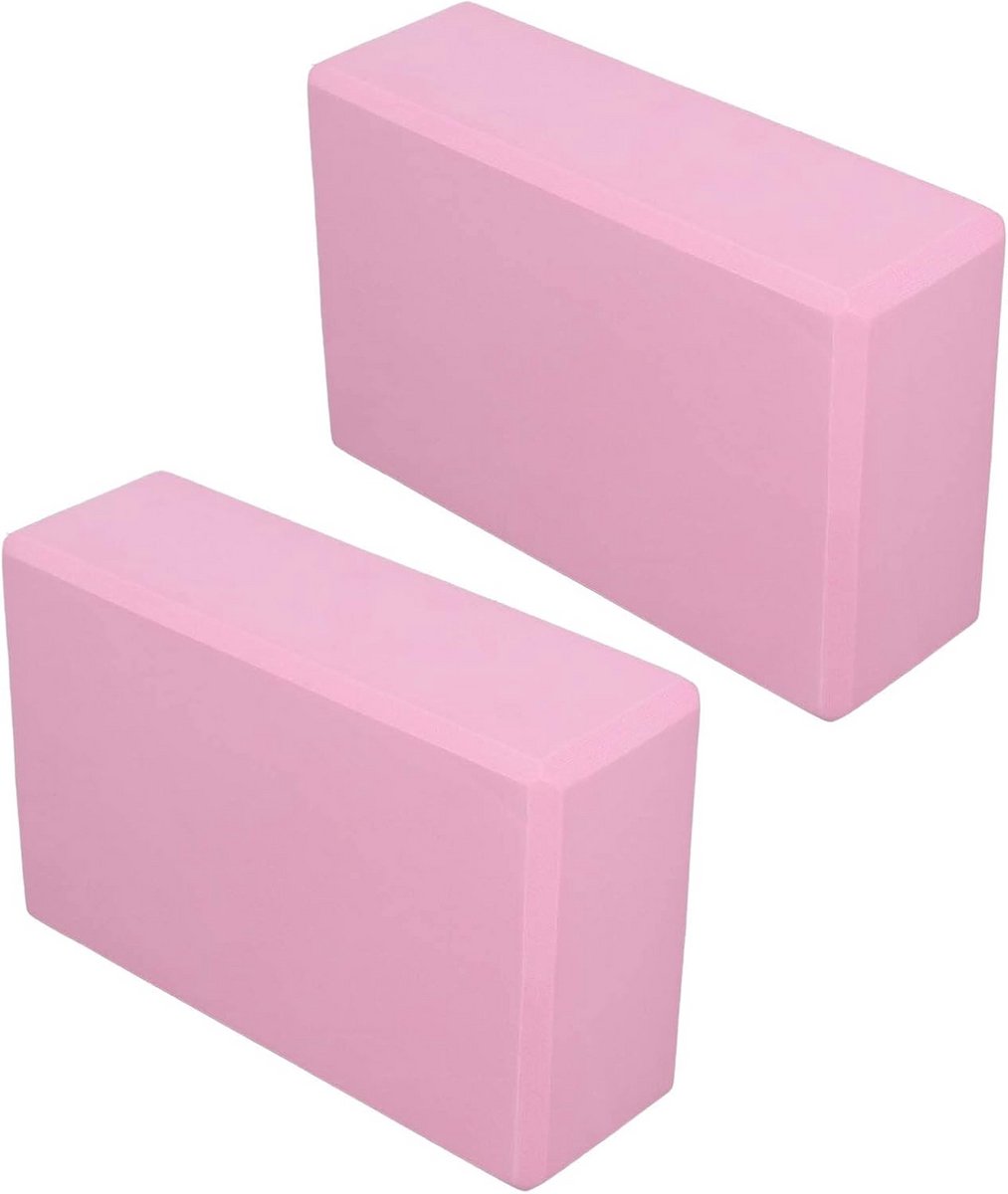 Roze Yogablokken 2-Pack - Schuim Blokken voor Pilates en Meditatie - 22,5 x 15 x 7,5 cm