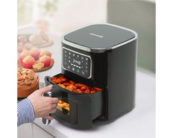 Airfryer – 5 Liter – 1450 Watt – Touch Bediening – Oliearm / Olievrij Frituren – Kijkvenster Met Verlichting – Timerfunctie – Non-Stick Bakmand – Zwart – 230V – 1 Stuk [BW1002B]