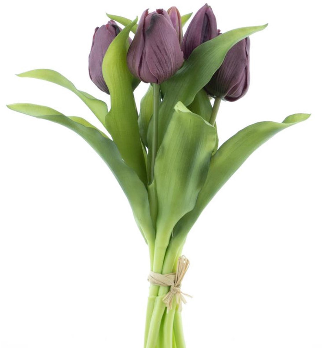 7 kunst tulpen Vermeer-boeket van 7 aubergine kunsttulpen-Real Touch Vermeer tulip bundle aubergine X7 31cm