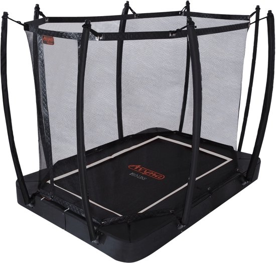 Avyna FlatLevel Trampoline 275x190 cm – Met Veiligheidsnet – Zwart – Rechthoekig – Kleine Trampoline