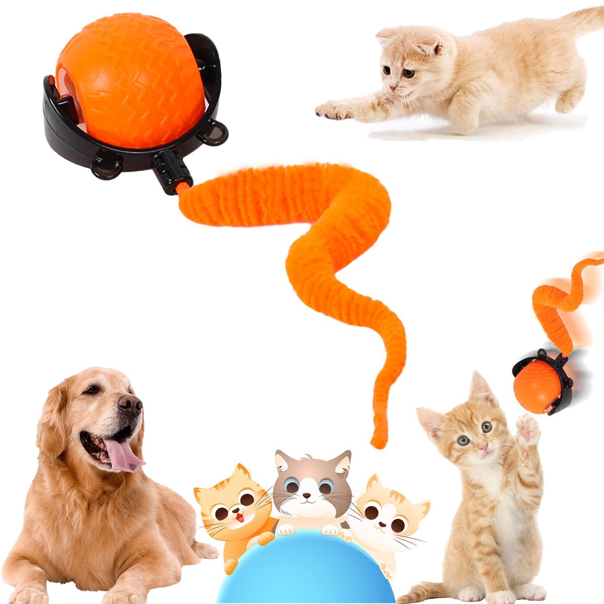 IMPERATORIS® Elektrisch Kattenbalspeelgoed – Interactief Kattenspeeltje / Automatisch Rollend Slim Speelgoed voor Katten – Oplaadbaar – Voor Interactief Spelen Binnenshuis – Geschikt voor Tapijt – 1 stuks