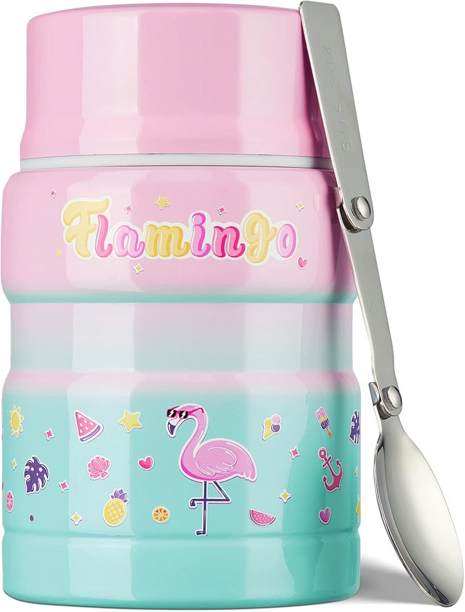 Geïsoleerde Thermosfles voor Warm Voedsel met Lepel, 17oz Lunch Voedsel Container