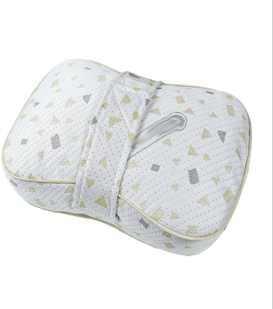 Voetkussen, 35*23*10 cm, grijs met stippen, beenkussen met bandjes voor knieondersteuning, voor zijslapers, traagschuim, PP-schuim, beensteunkussen.