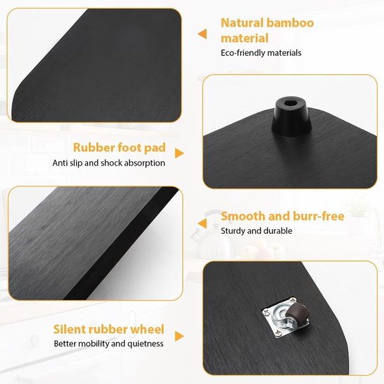 Bamboe glijplank voor Thermomix TM7 met 360° wielen Bamboe glijplank voor Thermomix TM7 met 360° wielen