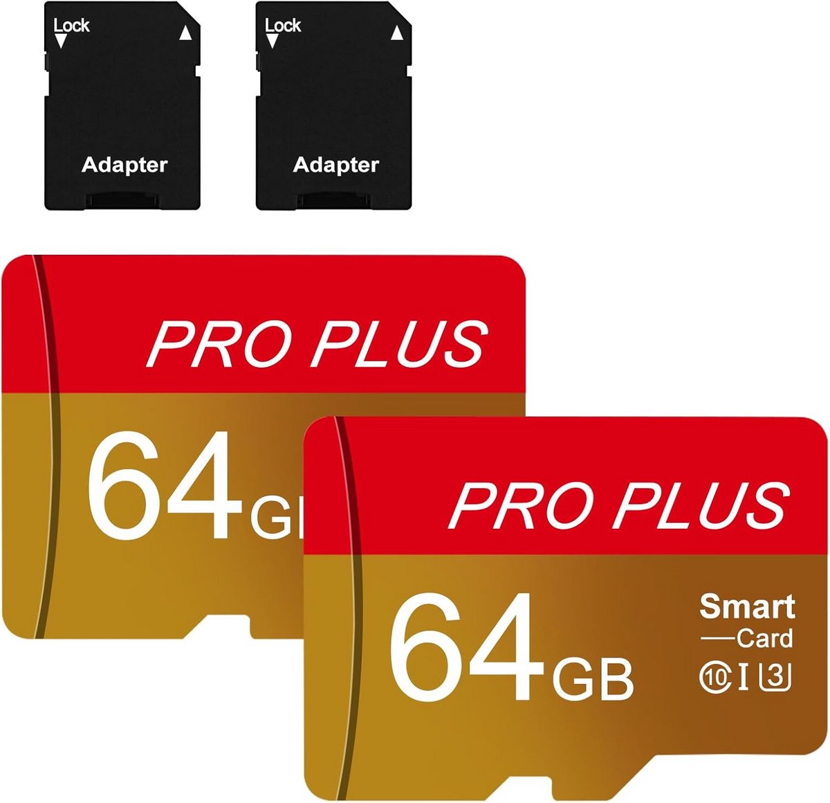 2 Pak 64GB Geheugenkaart met Adapter voor Smartphones en Actiecamera's