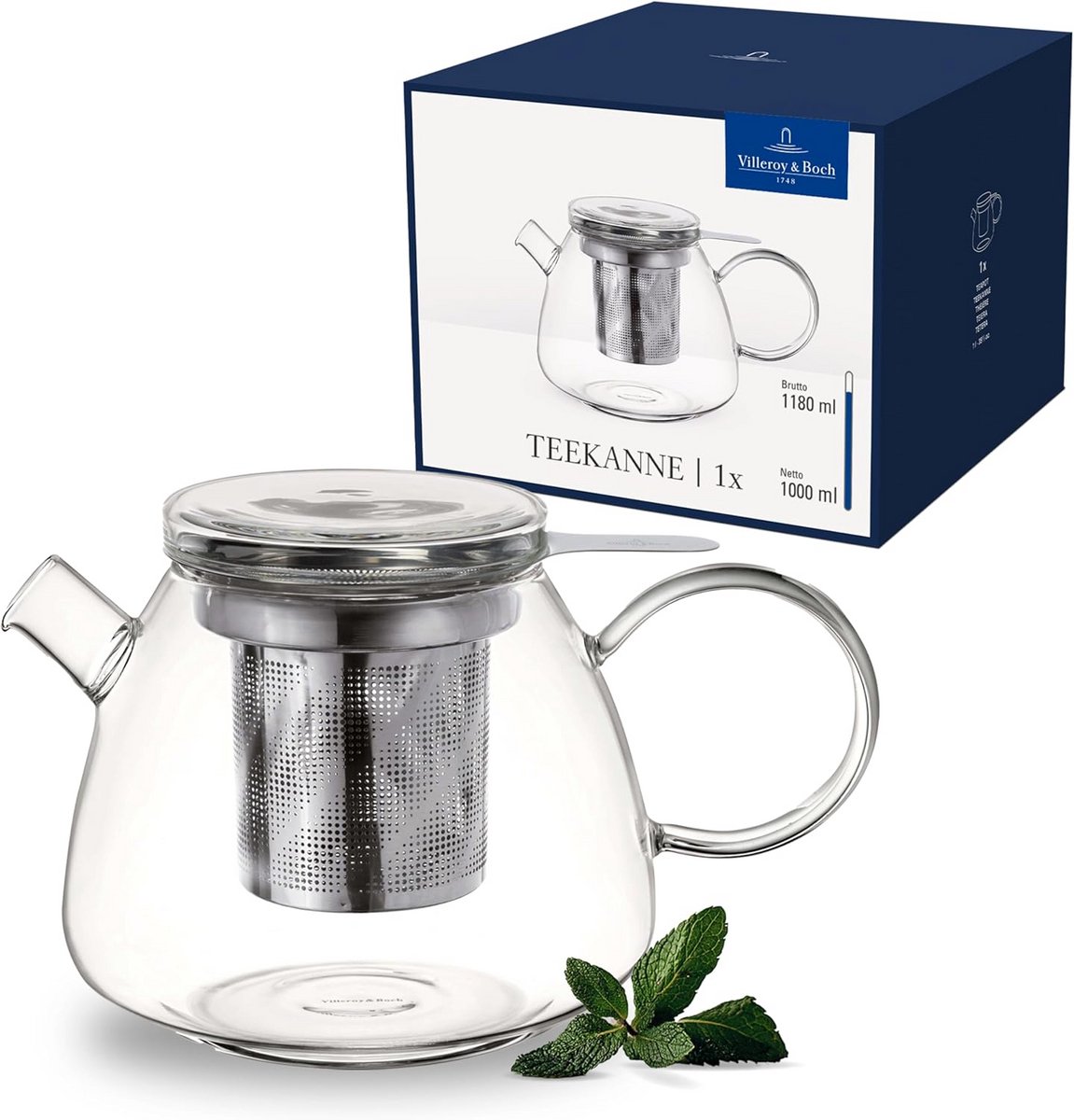 Artesano theepot met zeef 1L voor warme en koude dranken