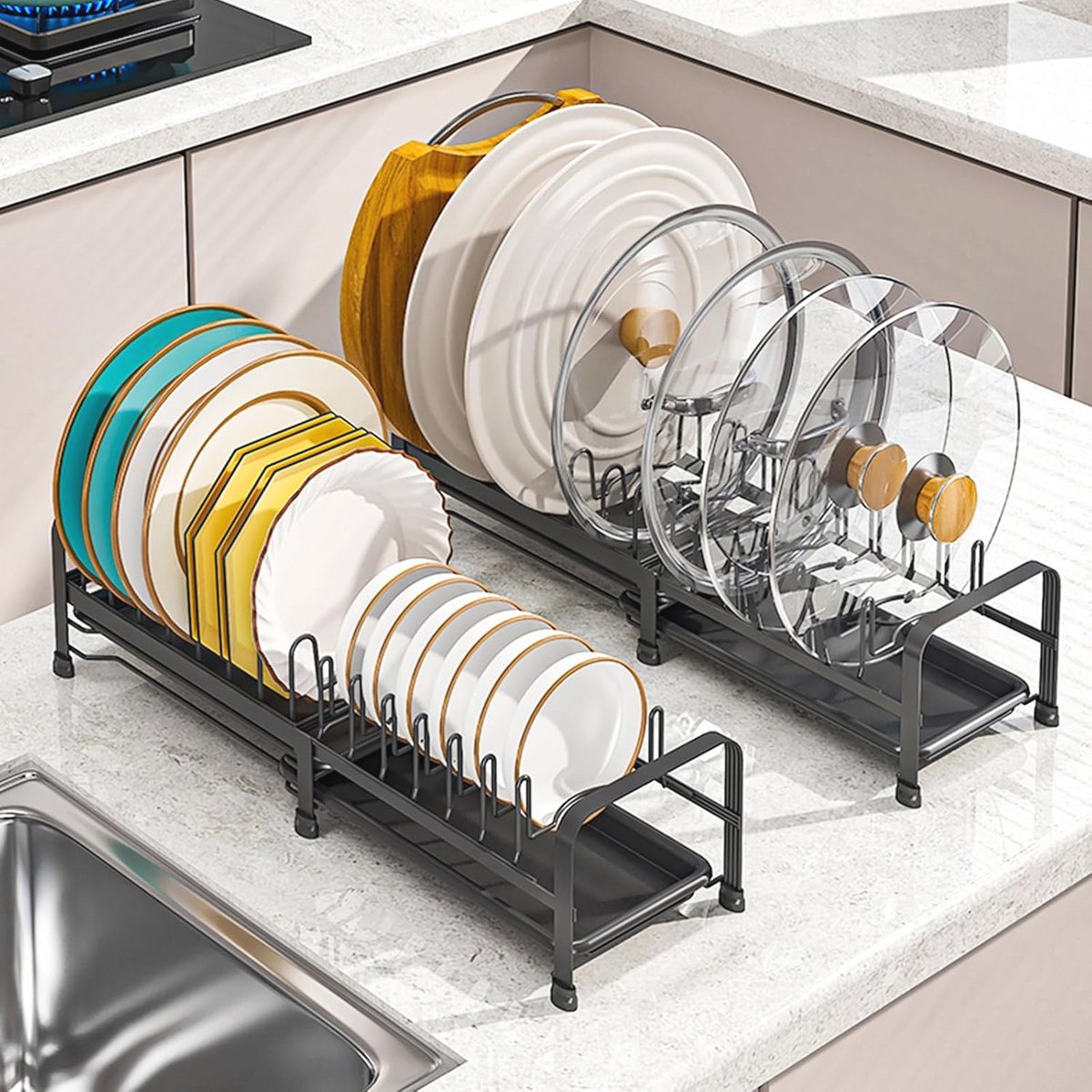 Afdruiprek met lekbak - Compact en Uitbreidbaar voor Keuken en Camping