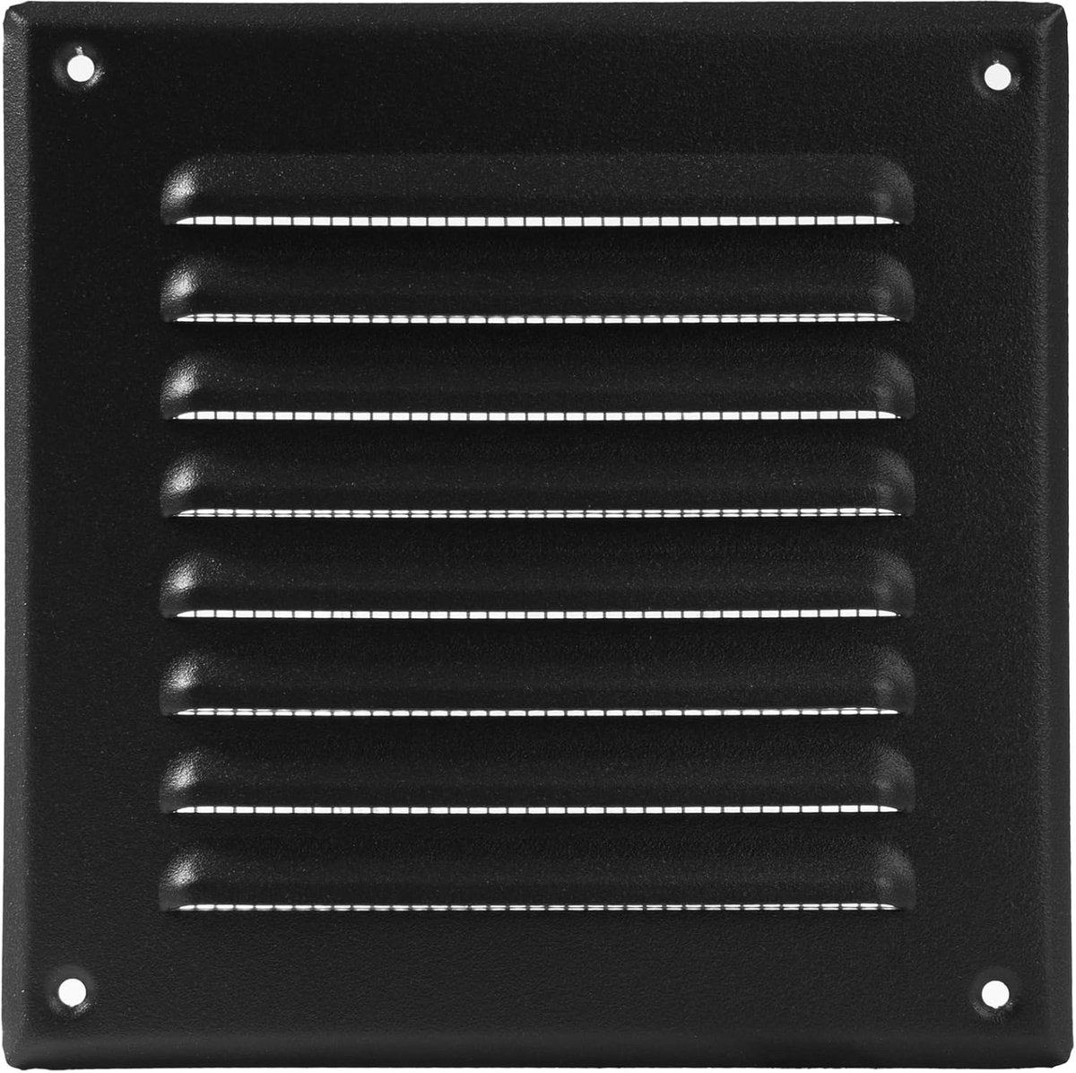 Vierkant Ventilatie Rooster Zwart 16.5x16.5 cm Metaal met Vliegenhor