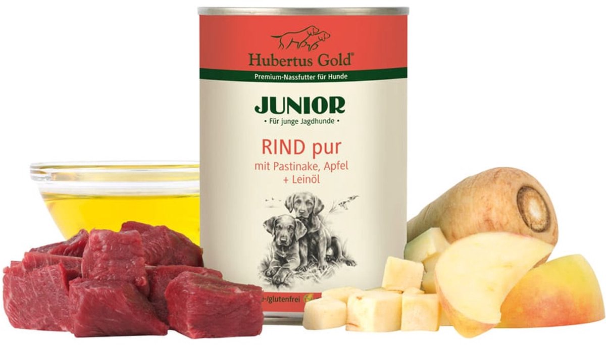 Hubertus Gold Junior Rund Puur met Pastinaak en Appel - 6 x 400 gram