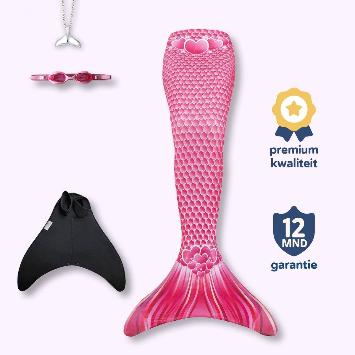 Bol.com Hearts zeemeerminstaart maat 134-140 - monovin met voetvakken - zwembril en ketting aanbieding
