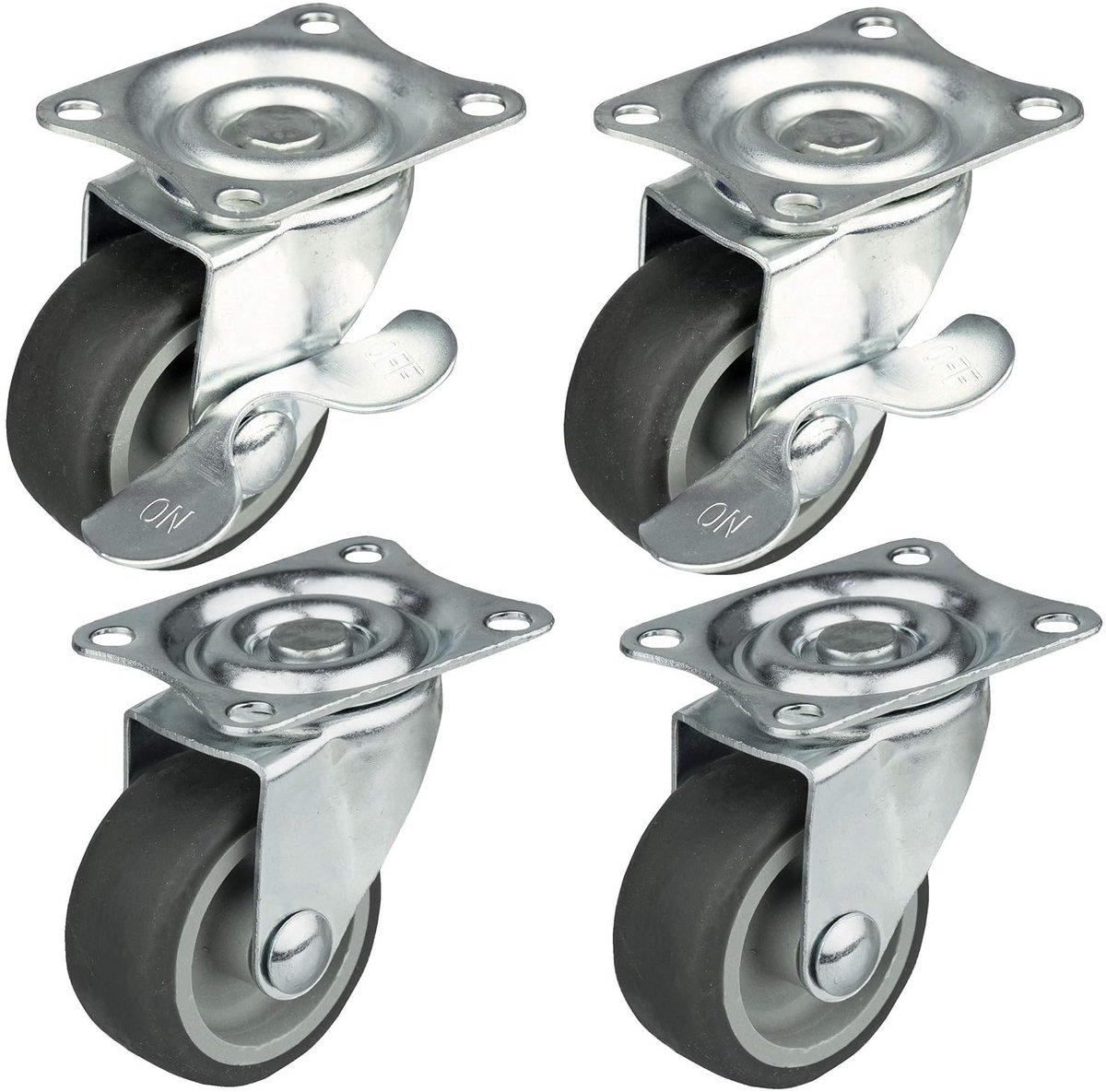 Set van 4 Zwenkwielen met Rem - Stevige Meubelwieltjes Ø 40 mm Draagkracht 100 kg