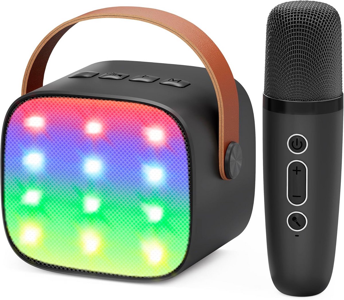 Draadloze karaokemicrofoon voor kinderen - Bluetooth, draagbaar, LED-licht, magische stemverandering, hifi-geluid - Mini karaoke set inclusief microfoon