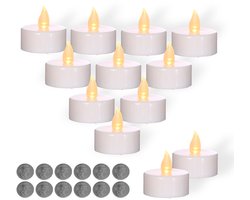 Comforder 12 LED Waxinelichtjes met Flikkerende Vlam - Elektrische Kaarsen op Batterijen - Theelichtjes incl Batterijen - 120+ Branduren