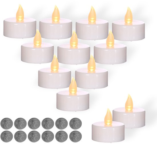 Comforder 12 LED waxinelichtjes – flikkerende vlam – incl batterijen