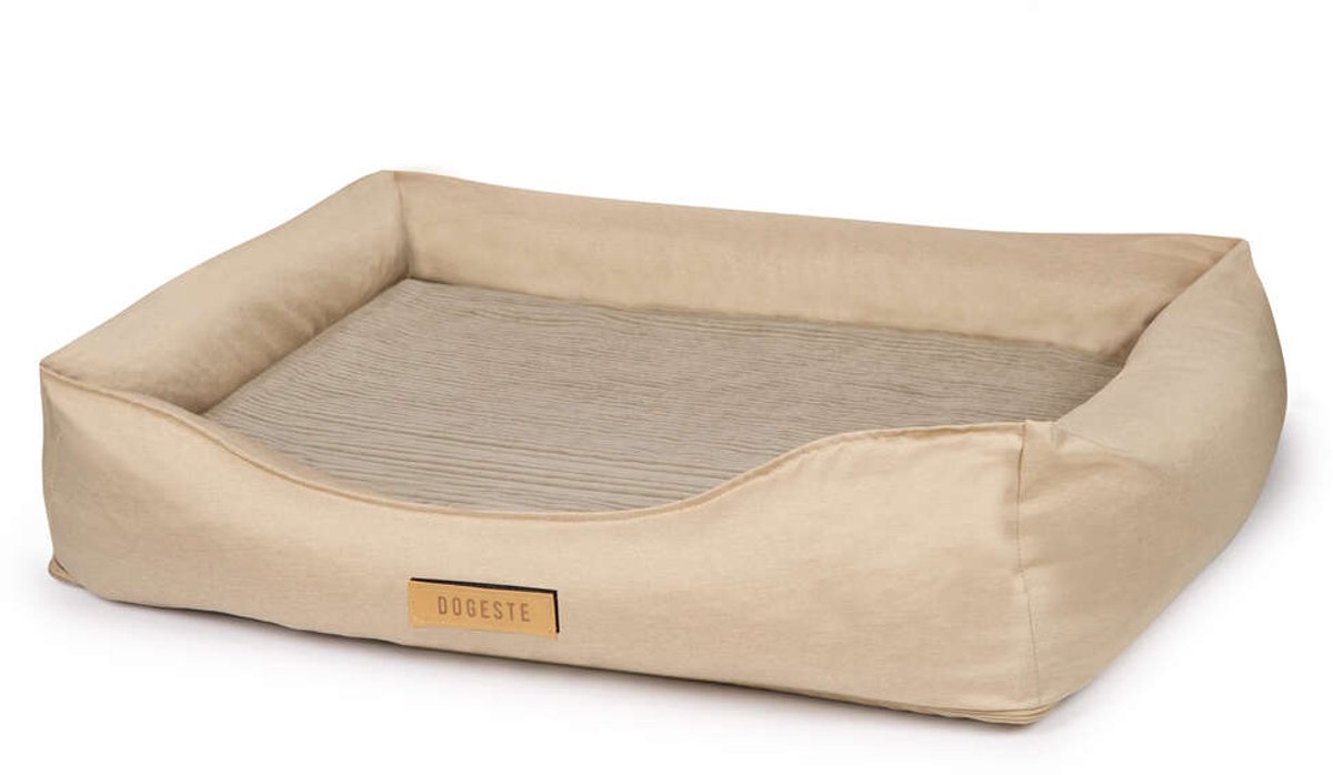 Dogeste orthopedisch hondenbed XXL voor grote honden, ribfluweel, afneembare hoes, kleur beige