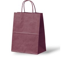 Papieren Tasjes Kraft - Bordeaux - Large - 32x12x41 cm - 50 Stuks