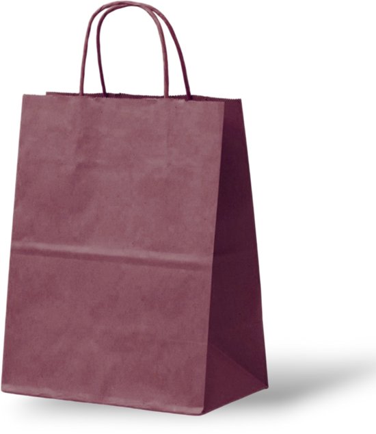 Sac Kraft Bordeaux Professionnel (Large) - 32 x 12 x 41 cm - 50 Pièces - Bordeaux - Sacs en papier - Sacs à poignées