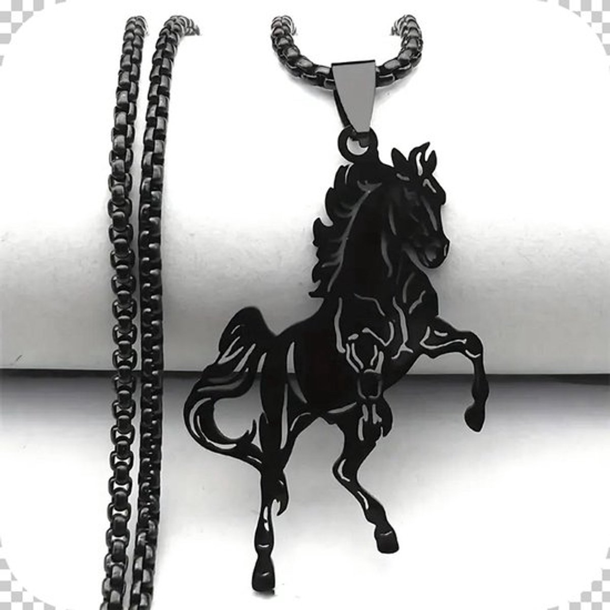 My Sweet Romance® Paarden Ketting - Zwart - Steigerend Paard Hanger