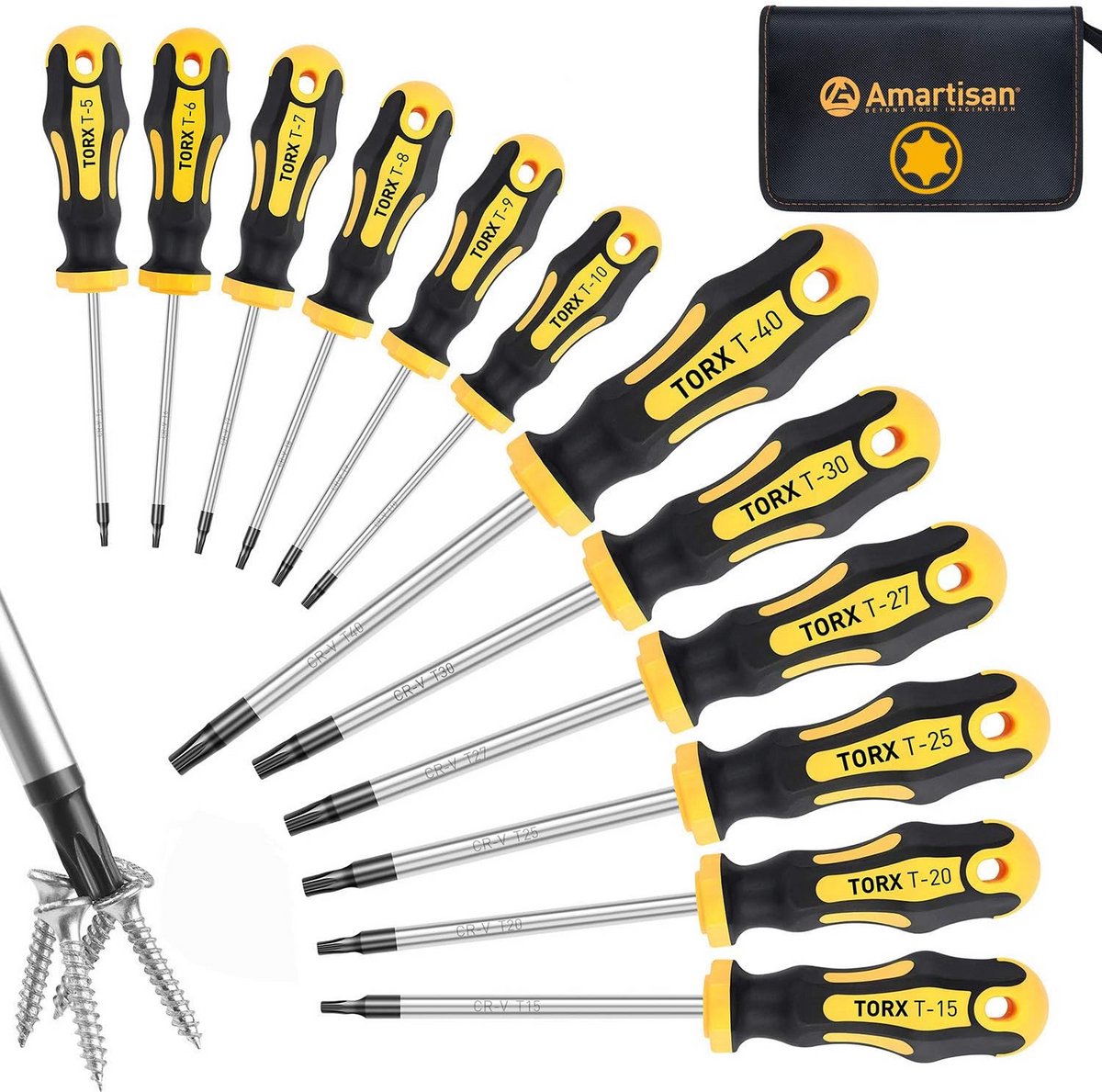12-delige Magnetische Torx Schroevendraaierset Ster Bit Set T5 tot T40