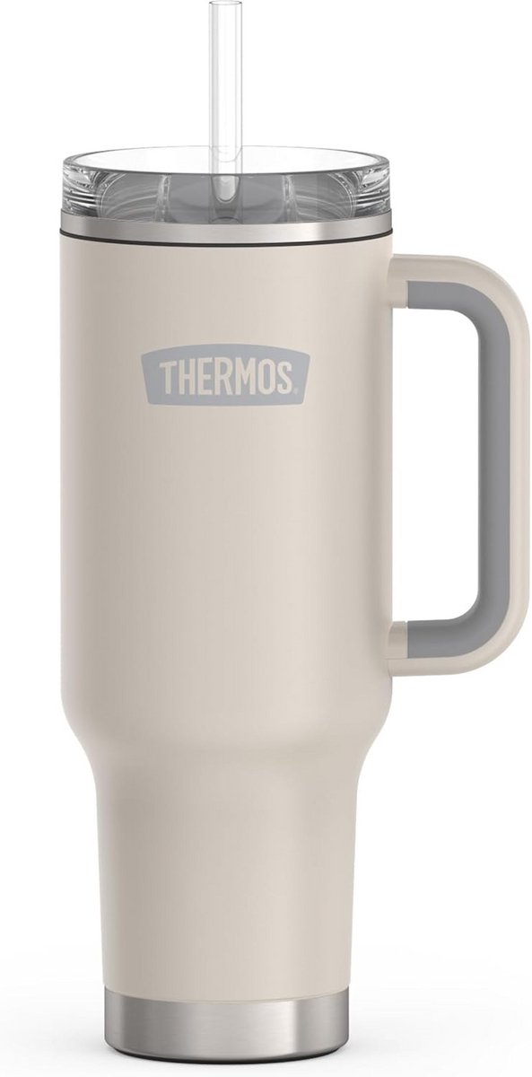 1,2 liter thermosbeker roestvrij staal met deksel en rietje