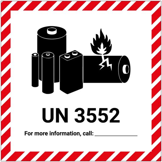 Un3500 Sticker UN 3552 batterij sticker - 40 x 40 cm | bol