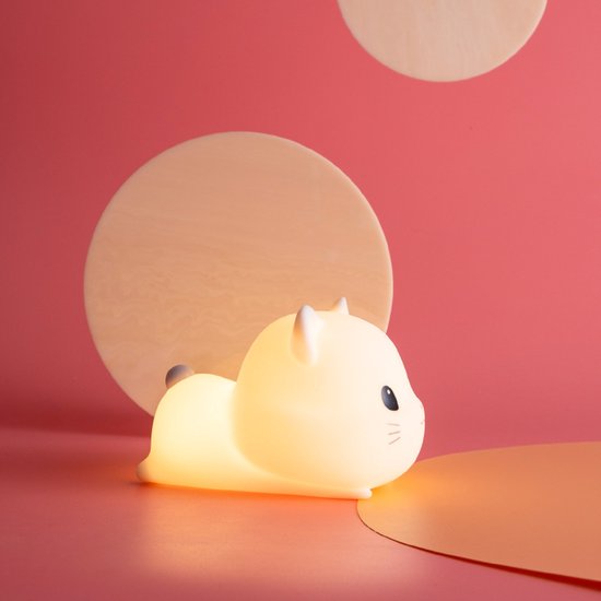 Nachtlampje in de vorm van een matte siliconen kat, schattige aanraaklamp in de vorm van een kitten, cartoonontwerp, oplaadbaar via USB, sfeervol nachtlampje, geschikt als decoratie voor kinderkamers. van Merkloos — afbeelding 3