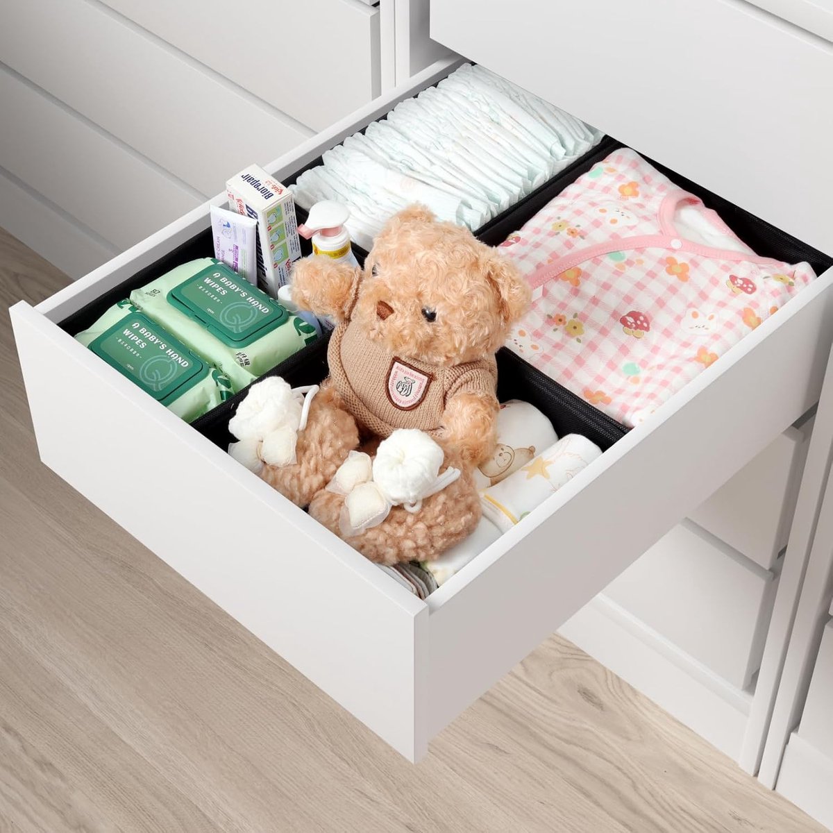 Famanu – Lade-organizer set van 4, opvouwbare stoffen organisatiebakken voor kleding, sokken, ondergoed en accessoires