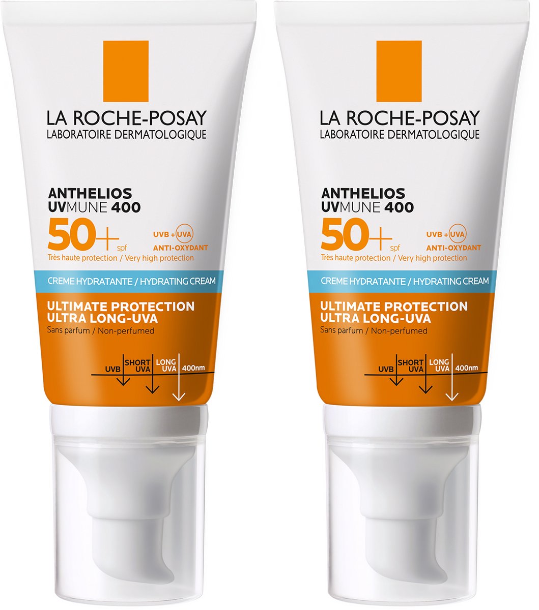 La Roche-Posay Anthelios UVMune 400 - Hydraterende Zonnebrandcrème SPF50+ - Gezicht - Voordeel bundel 2x 50 ml