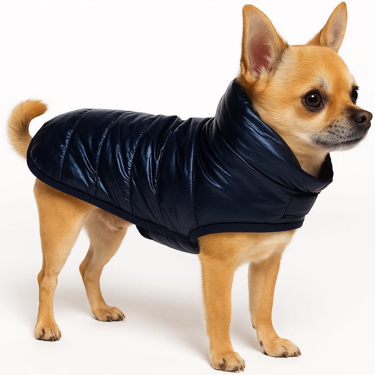 Hondenjas – Wasa Donkerblauw 20cm – warme waterafstotende jas met klittenbandsluiting & halsbandopening