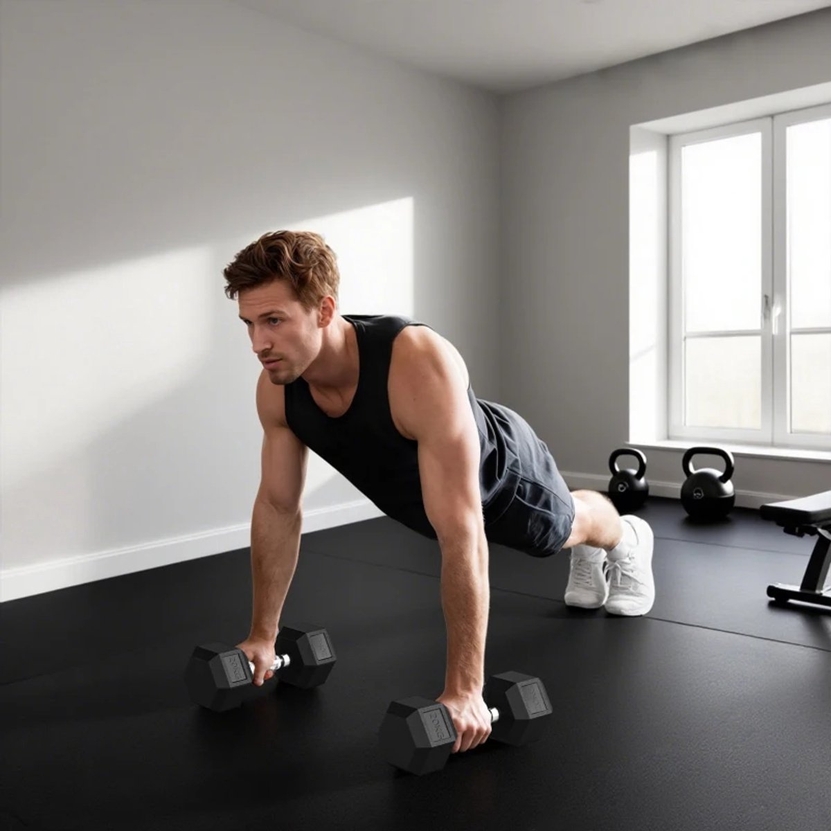 Dumbbells 2 x 20 kg - Halter - Set van 2 - Gekartelde Handvat - Gewichten Set - Halterset - Dumbbell Set - Krachttraining - Fitness - Gym - Geschikt voor Thuis en Sportschool – foto 8